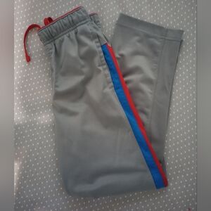 Athletic WearGray Track Pants with Red and Blue Stripes L 10-12